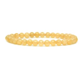 Angelstones Natural Yellow Jade Gemstone 6mm Round Beads Stretch Bracelet 7" Unisex