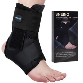 SNEINO Ankle Brace for Sprained Ankle, Adjustable Lace Up Ankle Brace for Women & Men, Ankle Stabilizer for Injury Recovery, Sprain, Joint Pain, Ankle Support for Volleyball, Running, Sports. Medium