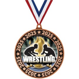 2.75" 2025 Wrestling Titan Series Medal Award, Bronze Perimeter Team Trophy Award Includes Free Neck Ribbon