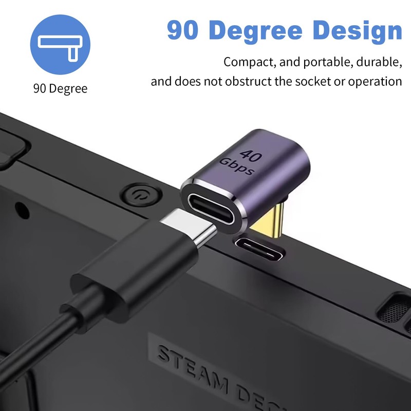 Duttek USB C Extension Adapter 100W, Right Angle USB C
