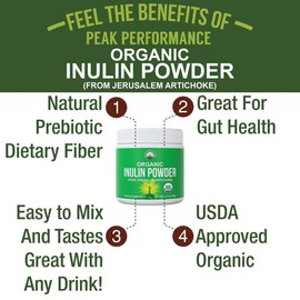 Organic Inulin Powder – Prebiotic Dietary Fiber for Digestive Health, Gut Support & Regularity – Vegan, Non-GMO, Clean Label Superfood Supplement