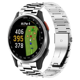 Lamshaw Compatible with Garmin Approach S44 Band, 20mm Quick Release Stainless Steel Metal Durable Replacement Strap Bracelet Compatible for Garmin Approach S50, S44, S42, S40 Smartwatch (Silver)