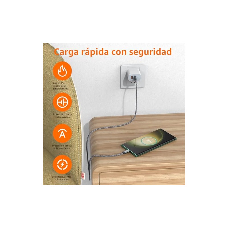 Cable USB tipo C, USB A a USB C 3A