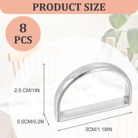 Oruola 8 PCS Silver D-shape Napkin Rings, Elegant Metal Napkin Rings Silver for Weddings, Dinner Parties, Thanksgiving, and Holiday Table Decorations