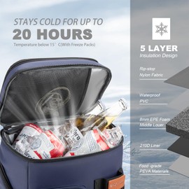 Insulated Cooler Backpack,33 Cans Multifunctional Double Deck Leakproof Cooler Bag with Sternum Strap,Large Capacity Lightweight Travel Camping Beach Backpack Cooler Ice Chest for Men Women
