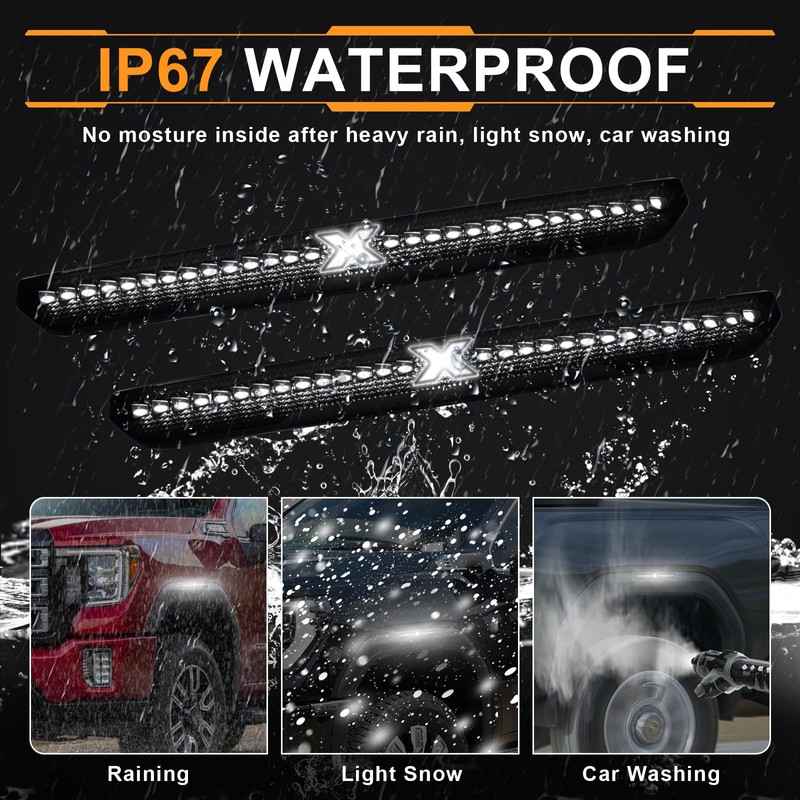 White LED Side Marker Lights for 2020-2025 GMC Sierra 2500HD