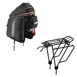 Ibera PakRak Touring Bicycle Seatpost/Disc/Non/Disc Rack and Quick Release Bag (Non-Disc Brake Rack + Trunk Bag with Expandable Panniers)