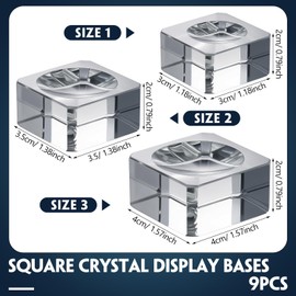 Beeveer 9 Pieces Square Crystal Display Bases in 3 Sizes Crystal Ball Stand Clear Sphere Holder for Crystal Balls Golf Ball Acrylic Home Decoration