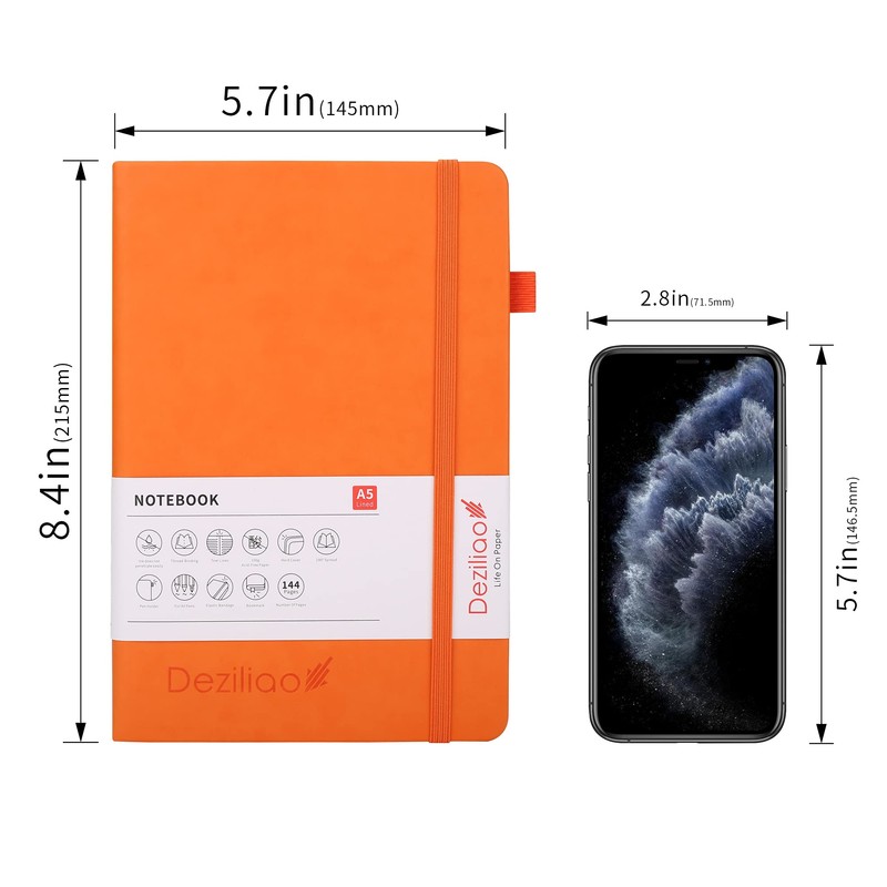 Deziliao Lined Journal Notebooks with Pen Loop, Hardcover Notebook Journal