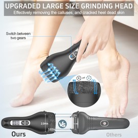 Electric Callus Remover for Feet,Rechargeable Electronic Foot File Pedicure Tools,Professional Waterproof Foot Scrubber File,Portable Pedi Feet Care for Cracked Heels &Dead Skin with LCD Display