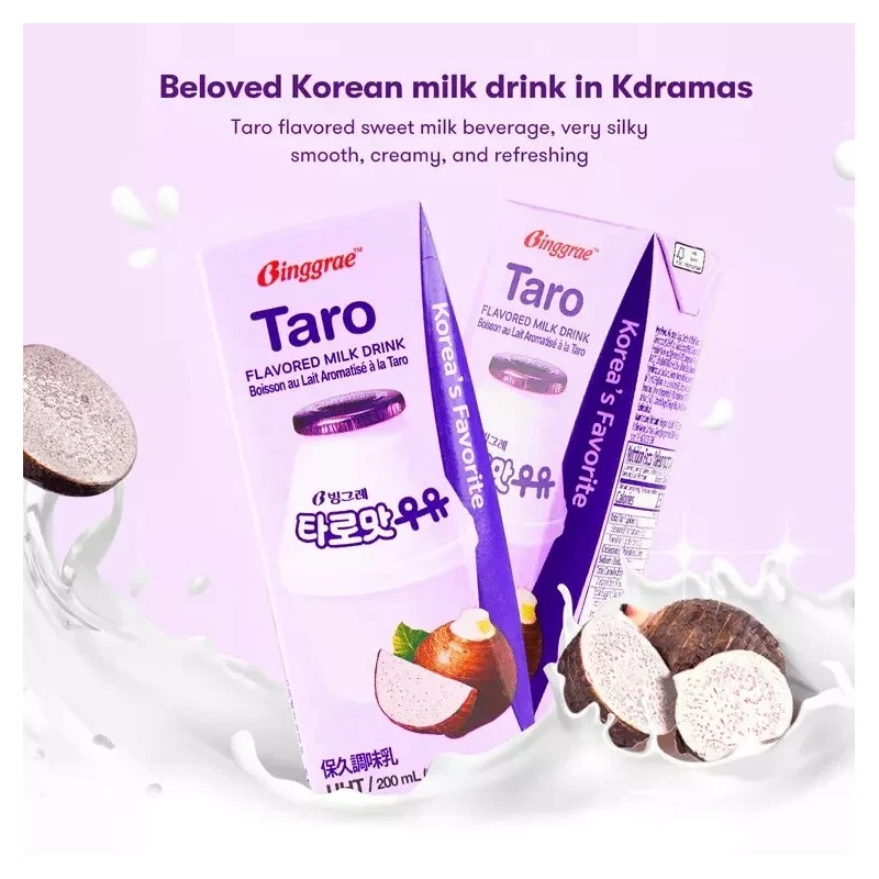 Binggrae Taro Flavored Milk Drink 6.8 oz x 24 Packs~5/10/202