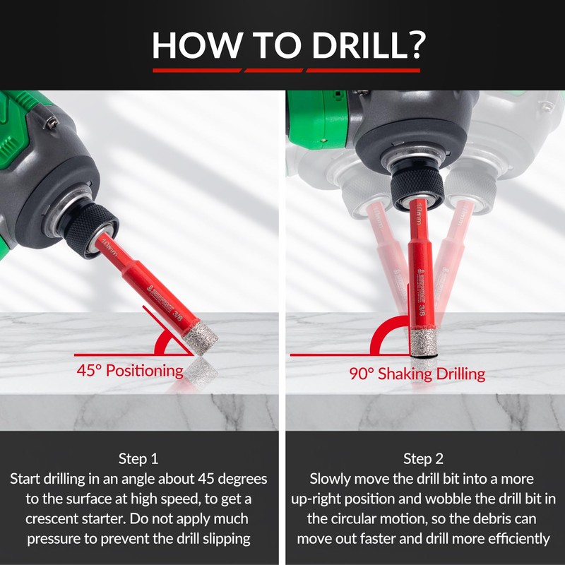 ZURPEMH 10pcs Diamond Drill Bit Sets, Core Drills for Porcelain,