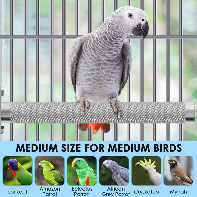 KATUMO Parrot Perch - Stainless Steel African Grey Perch Bird