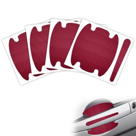 Hirificing 4PCS Car Door Handle Scratch Protector, Carbon Fiber Anti-Scratches Door Handle Cup Sticker, Non-Marking Car Accessories Door Handle Bowl Paint Guard Protective Films (Red)