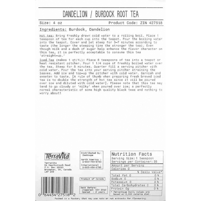 Dandelion Root and Burdock Root Tea (Loose) (4 oz, ZIN: