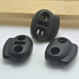 40 Pack Toggles for Drawstrings Cord Locks Set, Dual-Holes Spring Cord Locks Set Black Double Holes Spring Toggle Loaded Plastic Round Cord Ends Stopper Fastener Oval Toggle Locks-Black