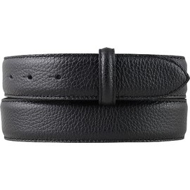 BELTINGER Interchangeable belt made of grained leather with quilted seam without buckle, 3.5 cm, fashionable press stud belt with pigment embossing, 35 mm, women and men, black