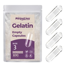 MéipaLien Empty Gelatin Capsules Size 3-100 Count Bovine Bone Gel Capsules Empty | Quick Dissolve | All Size | for Powder & Liquid DIY Filling