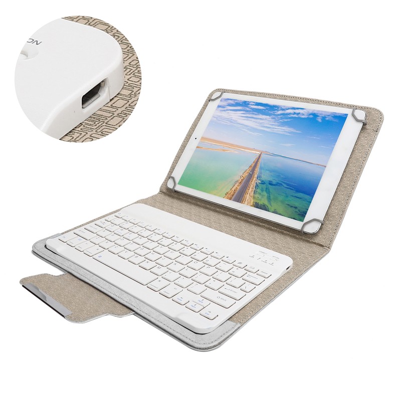 Tablet Cover Set with White Bluetooth Keyboard Protective Case Holder