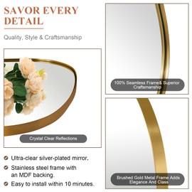 ANDY STAR Irregular Mirror Asymmetrical Mirror for Wall 24x36” Brushed Gold Bathroom Mirror, Modern Wall Mirror for Living Room Bathroom Vanity Framed Mirror Wavy Mirror 1” Deep Set Design