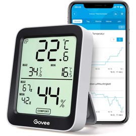Govee 温湿度計 温度計 湿度計 Bluetooth デジタル スマホで温度湿度管理 温度 湿度 高精度 コンパクト 大画面 グラフ記録 アラーム 異常通知 最高最低温湿度 乾燥対策 加湿対策 温室 地下室 室内 置掛兼用