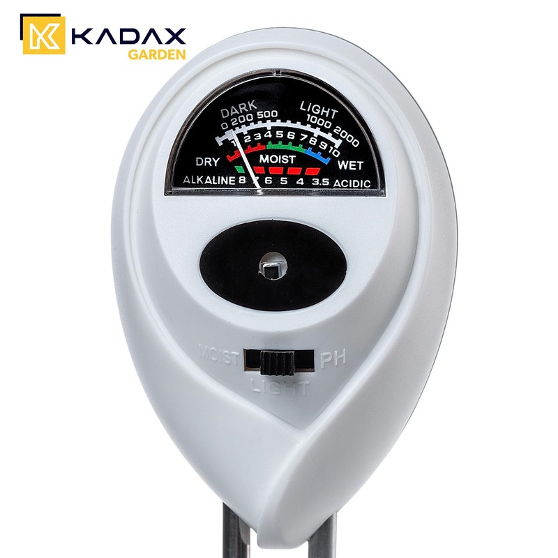 KADAX 3-in-1 Bodenmessgerät mit Feuchtigkeitsmesser, pH-Wert-Tester und Lichtmessung, Boden Messgerät,