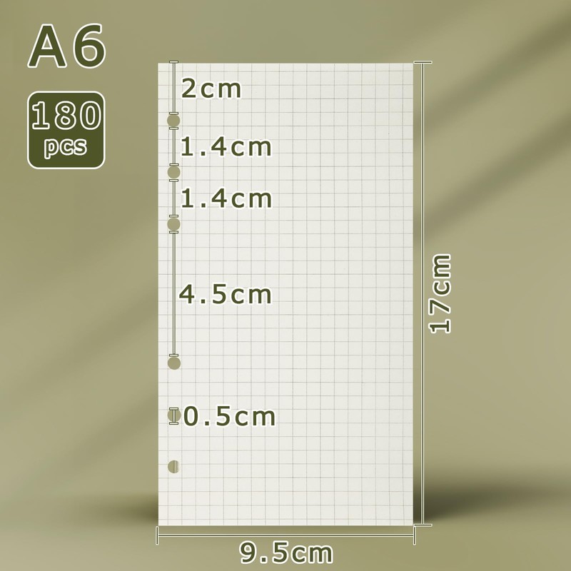 SWTYExt 3 Packs A6 Refill Paper Squared 180 Sheets 6