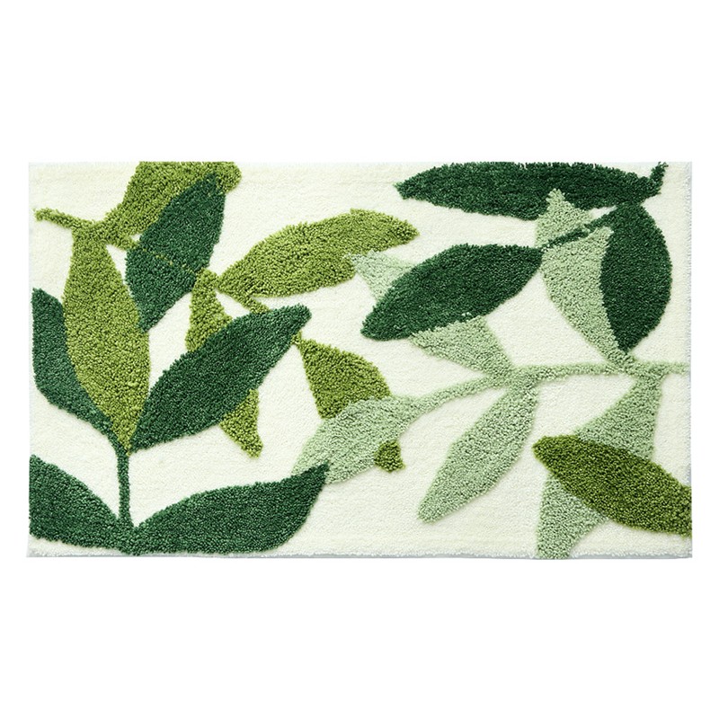 Bathroom Mat Anti Slip Thick Soft Quick Dry Green Polyester