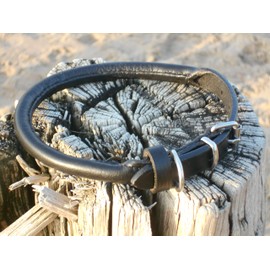 HOGACA Oiled Genuine Leather Dog Collar 786-03.6 1.8 x 50 cm / Holes 37-45 cm +/- 0.5 cm Dark Blue