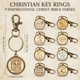 Fumete 18 Pcs Christian Keychain Bulk Bible Verse Religious Inspirational Quote Bible Keychain Study Group Church Sunday Pastor Gift