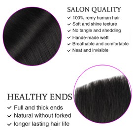 ORIGEN Clip in Hair Extensions Real Human Hair Clips ins Remy Hair Extensions for Women Full Head Natural Black 120g 16 Clips 22 Inches 7 Pcs