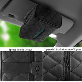 OtpOutopa Car Tissue Holder, Leather PU Tissues Box Cover for Car Backseat, Visor Tissue Holder, Tissue Holder for Car, Car Tissue Box, Car Napkin Holder, Mask Dispenser for Car Accessories (Black)