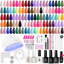 Beetles Gel Nail Polish Kit with UV Light 35 Colors All-in-one Gel Polish Nail Kit with Base and Matte&Glossy Top Coat Soak Off All Season Gel Nail Kit Manicure Tools Easter's Gift for Women Girls - Color: Emotional Spectrum
