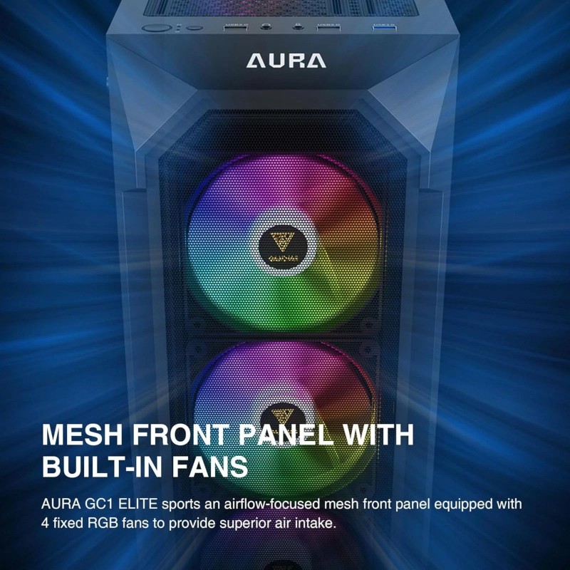 GAMDIAS ATX Mid Tower Gaming Computer PC Case Tempered Glass,