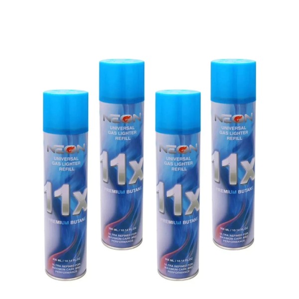 4 Can Neon 11X Refined Butane Lighter Gas Fuel Refill