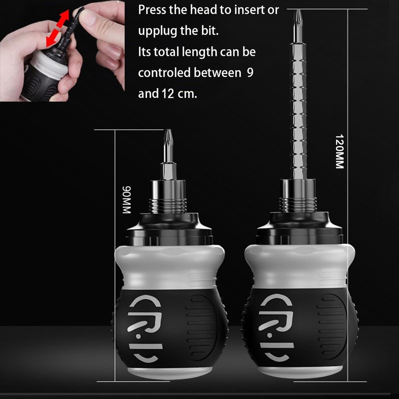 BAKESHU 34 in 1 Stubby Ratchet Screwdriver Set, Short Screwdriver,