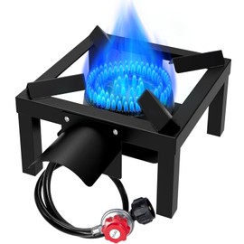 BESTFIRE Propane Burner,100,000 BTUs High Pressure Single Propane Stove with 4.1ft Adjustable Hose with Regulator,Gas Stove for Outdoor Cooking, Turkey Fry, Seafood Boil