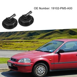 A ABSOPRO Car Coolant Reservoir Tank Cap Fits Hon da Civic Compatible Del S ol 1995-1997 Plastic Black 2 Pack