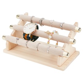 nbeads 3-Tier Ring Display Stand, Fashion Style Removable Finger Velvet Ring Display Stand with Golden End Jewellery Holder for Displaying Rings Wedding Rings Jewellery Storage Organize