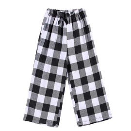 Kids Girl's Christmas Pants Red Plaid Buffalo Bottom Black Stretch Sweatpants Elastic Casual Soft Lounge Pants (Black Plaid, 7-8 Years)