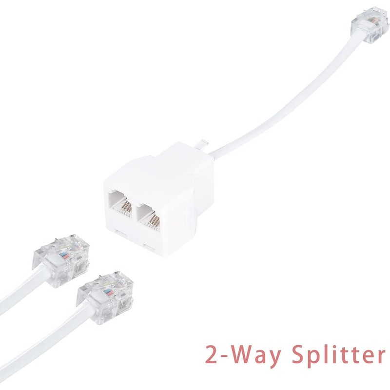 Long Telephone Extension Cord 10 FT, White, Phone Cable Line