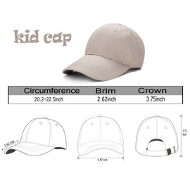 Edoneery Baseball Cap for Kids-Adjustable Washed Cotton Golf Toddler Hat for Boys & Girls Khaki