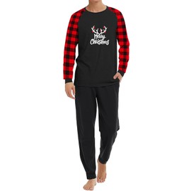 poief Christmas Casual Outfit Set for Men Sweatsuit Lounge Tracksuits with Pockets Black XXL