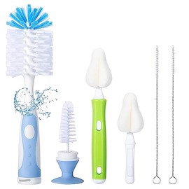 Cepillo para Biberones,6 Cepillo para Botellas Multifunción,con Una Base Oculta de Cepillo para Limpiar Tetinas,1 Cepillo Botellas de Nylon,2 Cepillos de Esponja para Pezones,2 Cepillos para Pajitas
