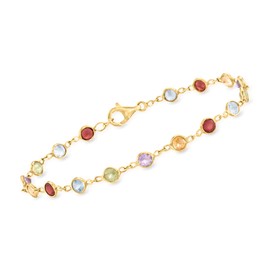 Ross-Simons 5.00 ct. t.w. Multi-Gemstone Bracelet in 18kt Gold Over Sterling. 8 inches