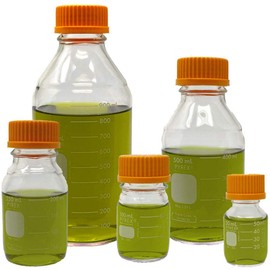Corning PYREX #1395-SET, Round Media Storage Bottle Set, with GL45 Screw Cap, 5 Sizes - 50, 100, 250, 500, and 1000ml
