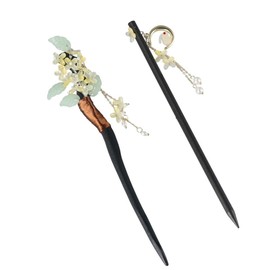 Wooden Vintage Flower Rabbit Tassel Hair Sticks Handmade Chinese Style Hair Chopsticks Hairpins Elegant Hair Accessories for Women Girls