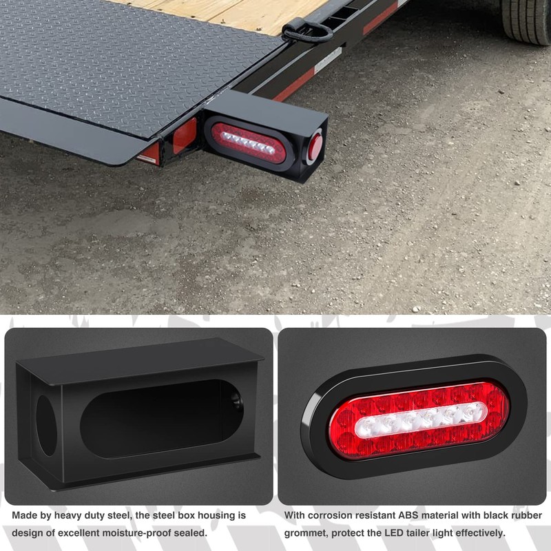 RONSTA 2 Pcs Trailer Light Steel Boxes Housing Kit with