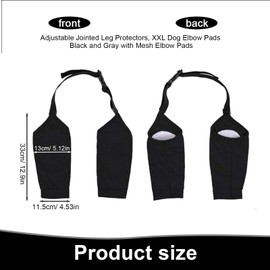 PARFCO Pack of 2 Elbow Support for Dogs, Adjustable Knee Support for Dogs, Size XXL Elbow Pads for Dogs, Black and Grey, with Mesh Elbow Pads, for Protection Joints and Knees Dogs