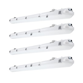 BRILLIHOOD 4FT LED Vapor Proof Light Fixture, 60W/50W/40W Selectable, 8100LM, 5000K, 100-277V, IP65 Waterproof Shop Light, Indoor Outdoor Vapor Tight Lighting for Garage Car Wash, UL Listed, 4-Pack